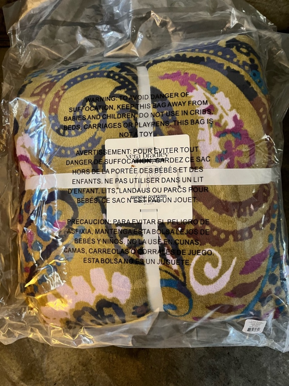 Vera Bradley Buta Spray Floral Paisley Throw Blanket - Mustard Yellow & Pink